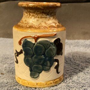 VTG 1970's Pottery Mini Crock/Jar/Vase-Grape Design-Made in Japan-4" High-VGUC